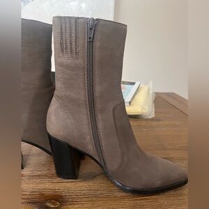 Jeffrey Campbell Women's Taupe Suede Mid-Calf Heel Boots